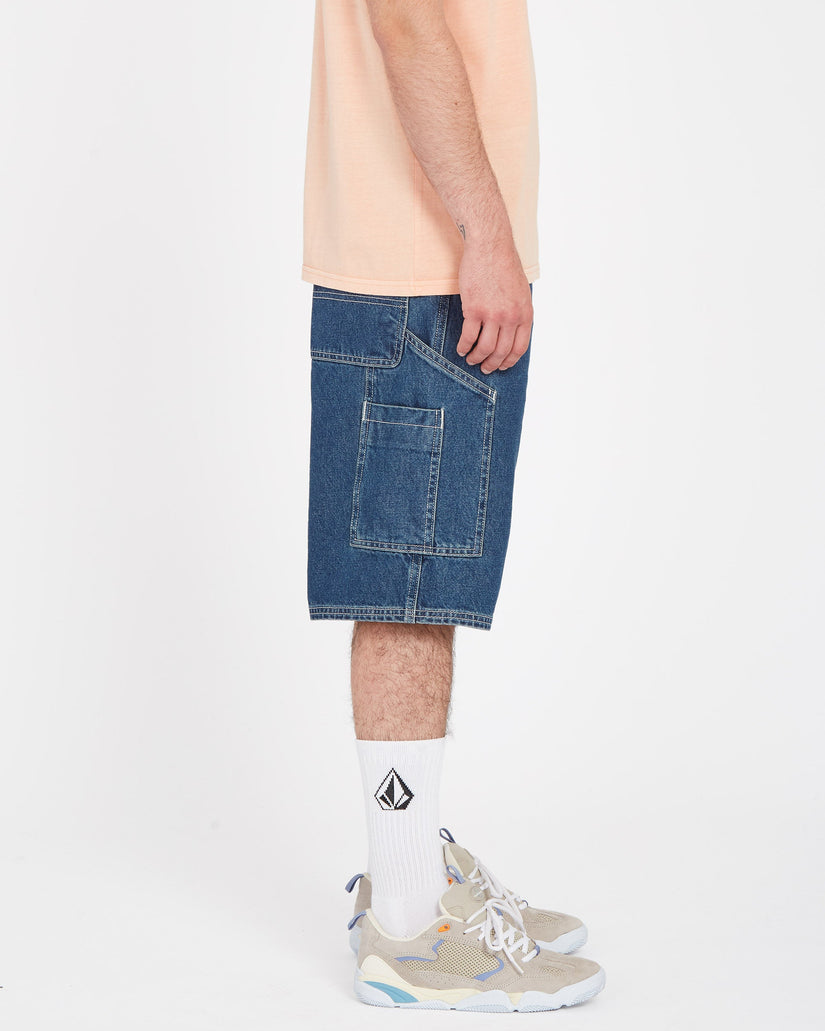 Labored Denim Utility Shorts - INDIGO RIDGE WASH