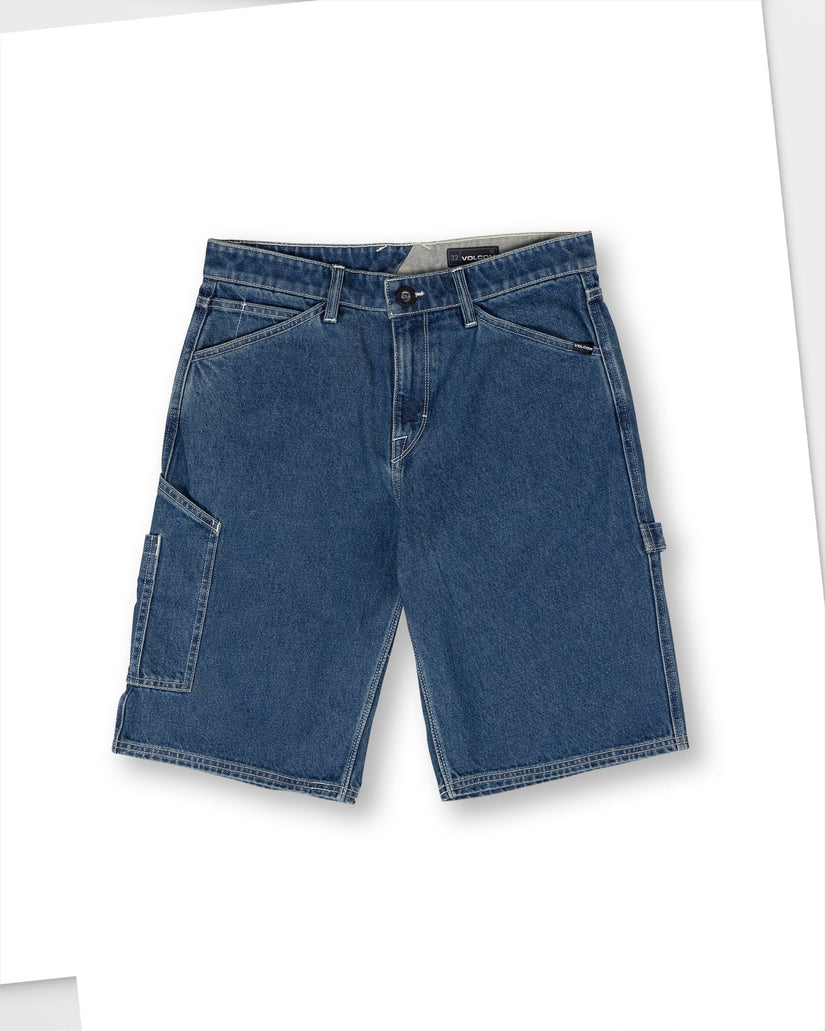 Labored Denim Utility Shorts - INDIGO RIDGE WASH