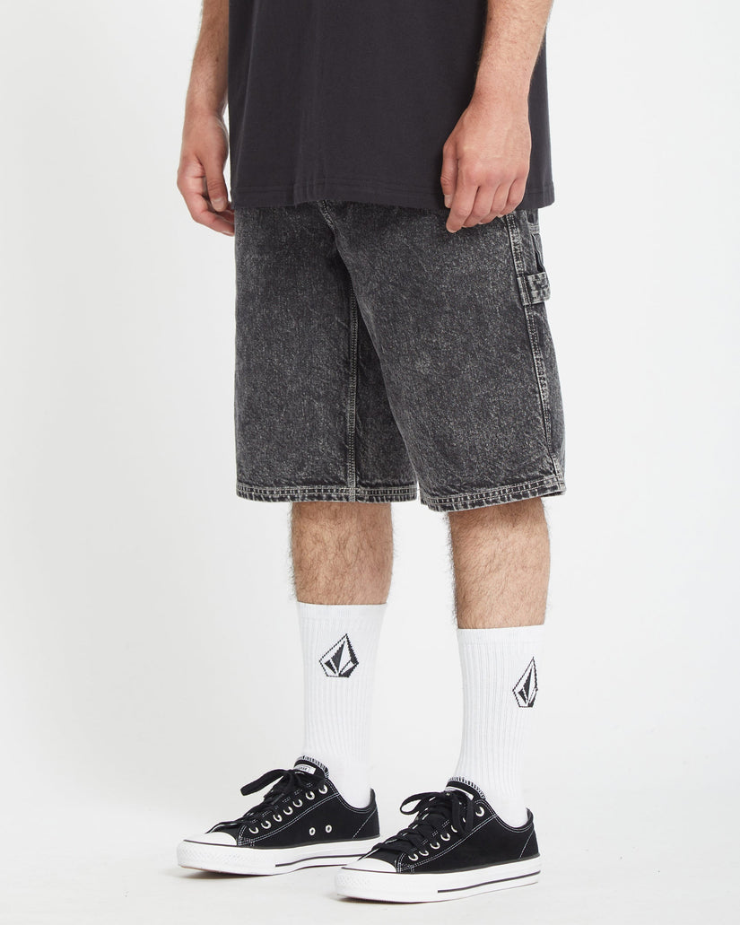 Labored Denim Utility Shorts - LIGHT ACID BLACK