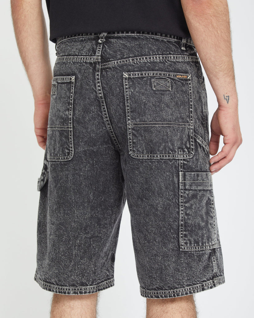 Labored Denim Utility Shorts - LIGHT ACID BLACK