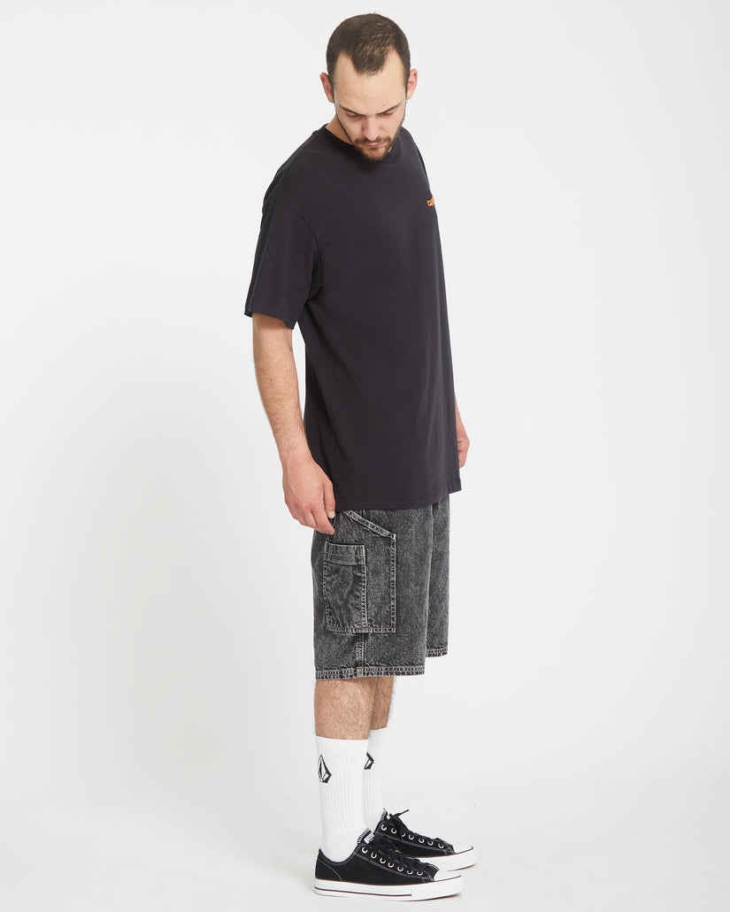 Labored Denim Utility Shorts - LIGHT ACID BLACK