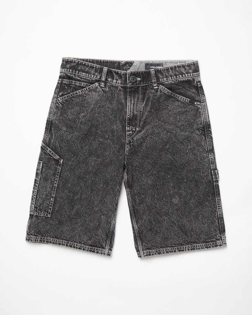 Labored Denim Utility Shorts - LIGHT ACID BLACK