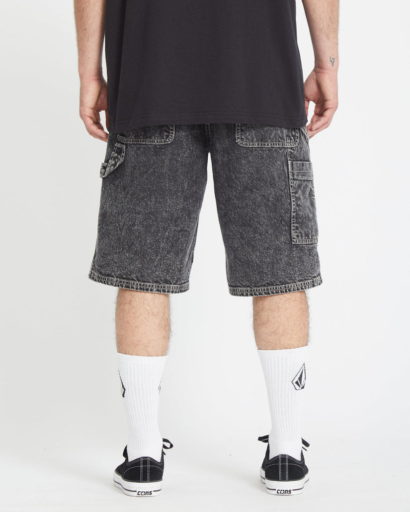 Labored Denim Utility Shorts - LIGHT ACID BLACK