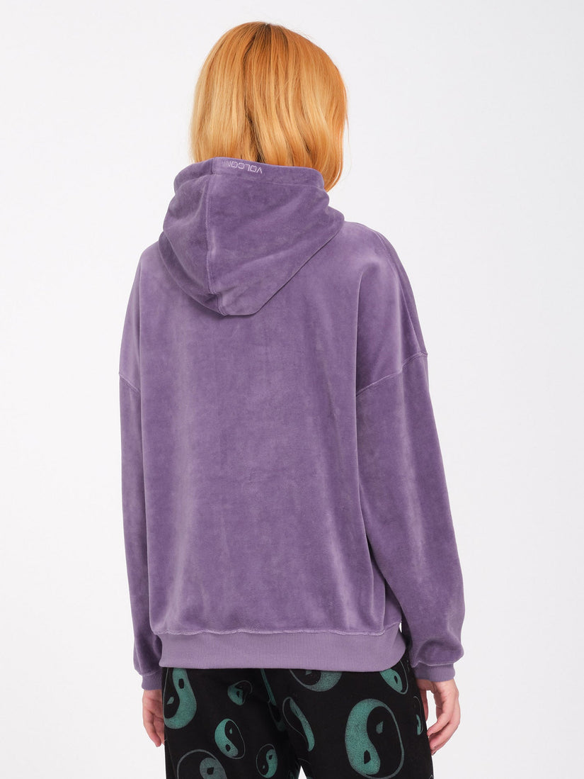 Stone Heart Up Velvet Hoodie - Vintage Violet