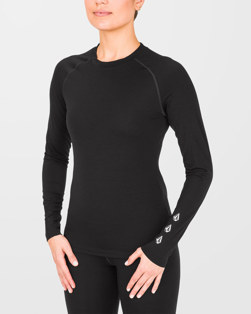 W Merino Blend Base Layer Langarmshirt - Black